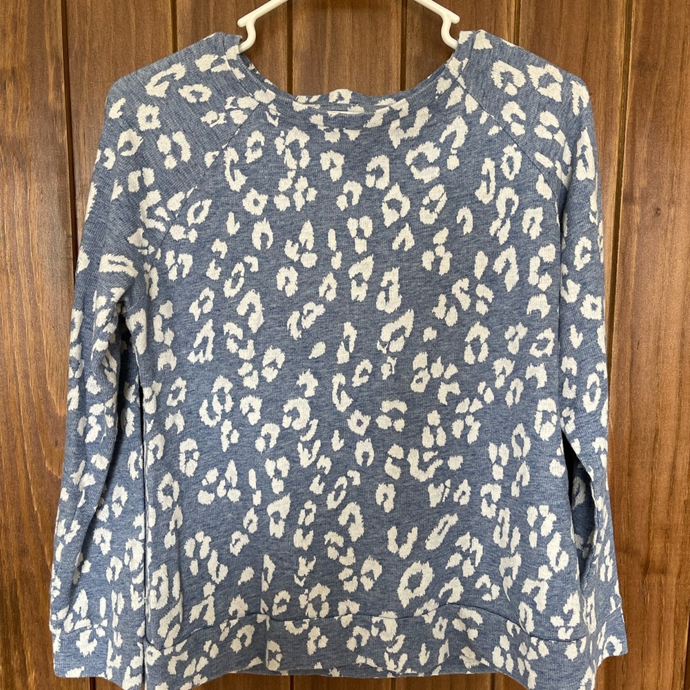 Blue and White Leopard Print Women's Top
